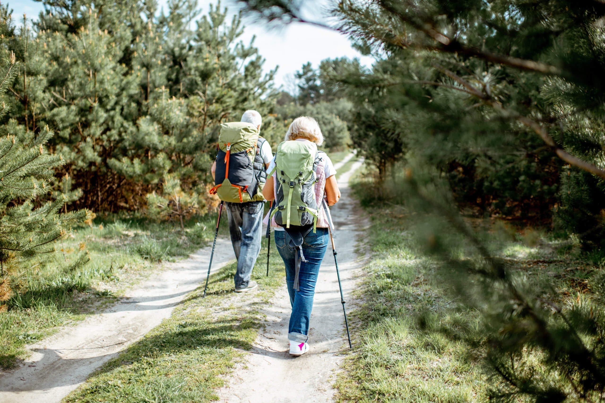 Senor couple hiking